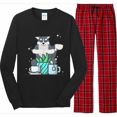 Cute Namaste Husky Dog Do Yoga Gardening Lover Coffee Lover Cute Gift Long Sleeve Pajama Set