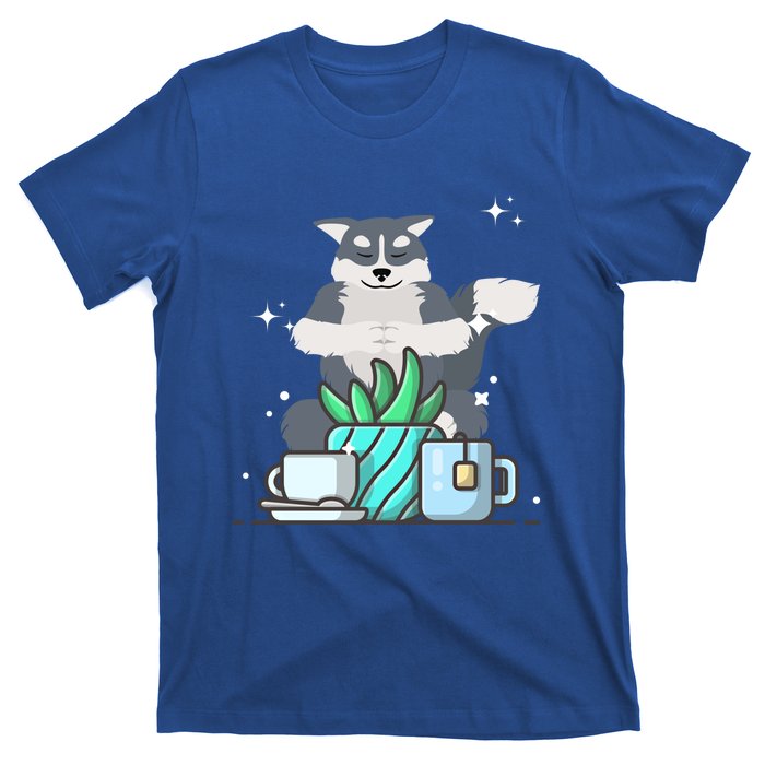 Cute Namaste Husky Dog Do Yoga Gardening Lover Coffee Lover Cute Gift T-Shirt