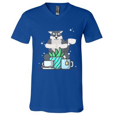 Cute Namaste Husky Dog Do Yoga Gardening Lover Coffee Lover Cute Gift V-Neck T-Shirt