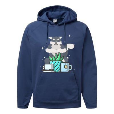 Cute Namaste Husky Dog Do Yoga Gardening Lover Coffee Lover Cute Gift Performance Fleece Hoodie