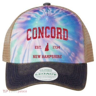 Concord New Hampshire Nh Vintage Sports Legacy Tie Dye Trucker Hat