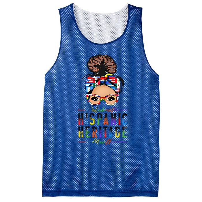 Celebrate National Hispanic Heritage Month Messy Bun Gift Mesh Reversible Basketball Jersey Tank