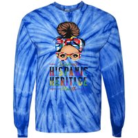 Celebrate National Hispanic Heritage Month Messy Bun Gift Tie-Dye Long Sleeve Shirt