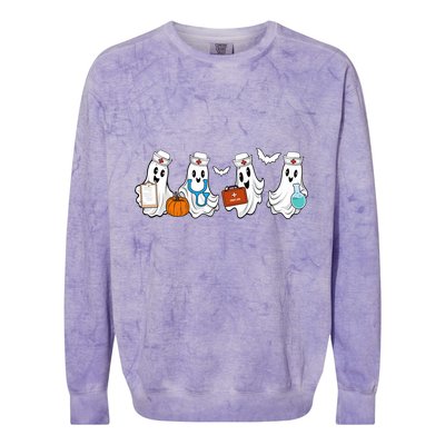 Cute Nurse Halloween Ghost Colorblast Crewneck Sweatshirt