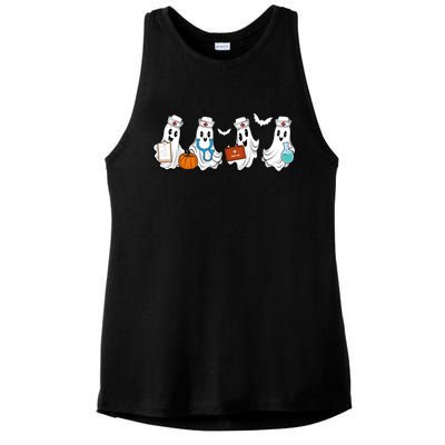 Cute Nurse Halloween Ghost Ladies PosiCharge Tri-Blend Wicking Tank