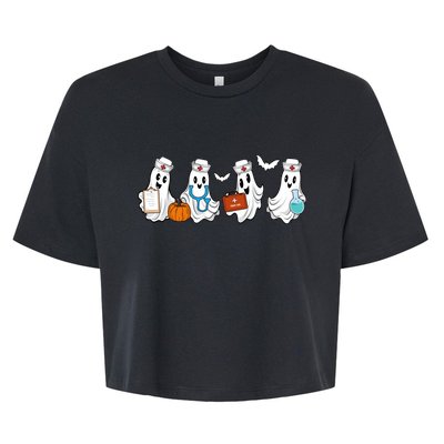 Cute Nurse Halloween Ghost Bella+Canvas Jersey Crop Tee