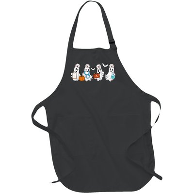 Cute Nurse Halloween Ghost Full-Length Apron With Pockets