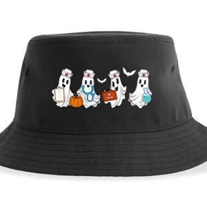 Cute Nurse Halloween Ghost Sustainable Bucket Hat