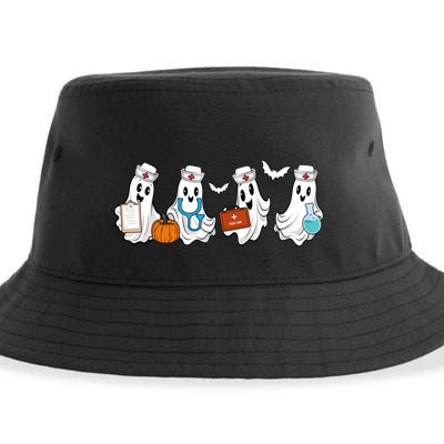 Cute Nurse Halloween Ghost Sustainable Bucket Hat