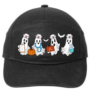 Cute Nurse Halloween Ghost 7-Panel Snapback Hat