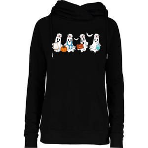 Cute Nurse Halloween Ghost Womens Funnel Neck Pullover Hood