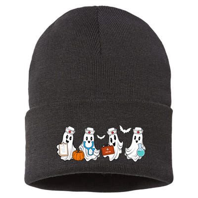 Cute Nurse Halloween Ghost Sustainable Knit Beanie