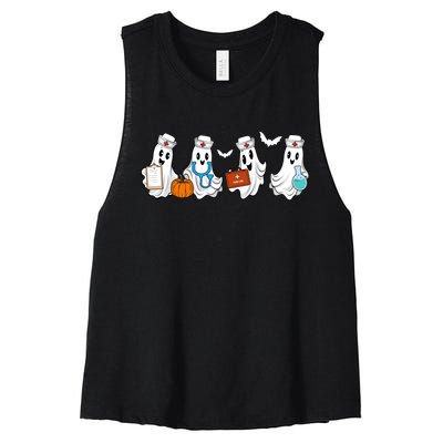 Cute Nurse Halloween Ghost Women's Racerback Cropped Tank