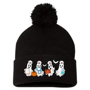 Cute Nurse Halloween Ghost Pom Pom 12in Knit Beanie