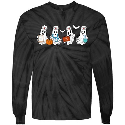 Cute Nurse Halloween Ghost Tie-Dye Long Sleeve Shirt