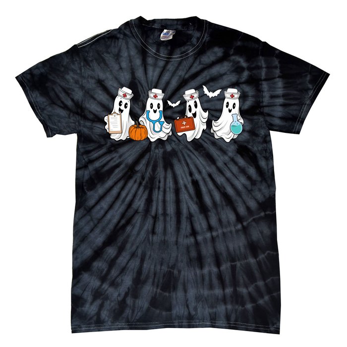 Cute Nurse Halloween Ghost Tie-Dye T-Shirt