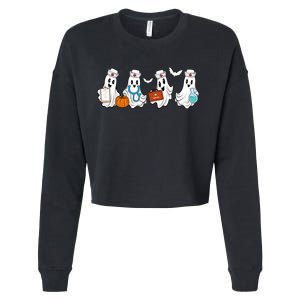 Cute Nurse Halloween Ghost Cropped Pullover Crew