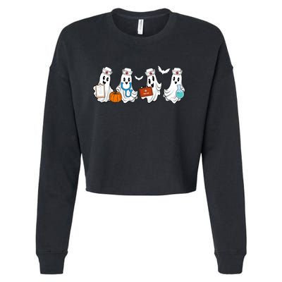 Cute Nurse Halloween Ghost Cropped Pullover Crew