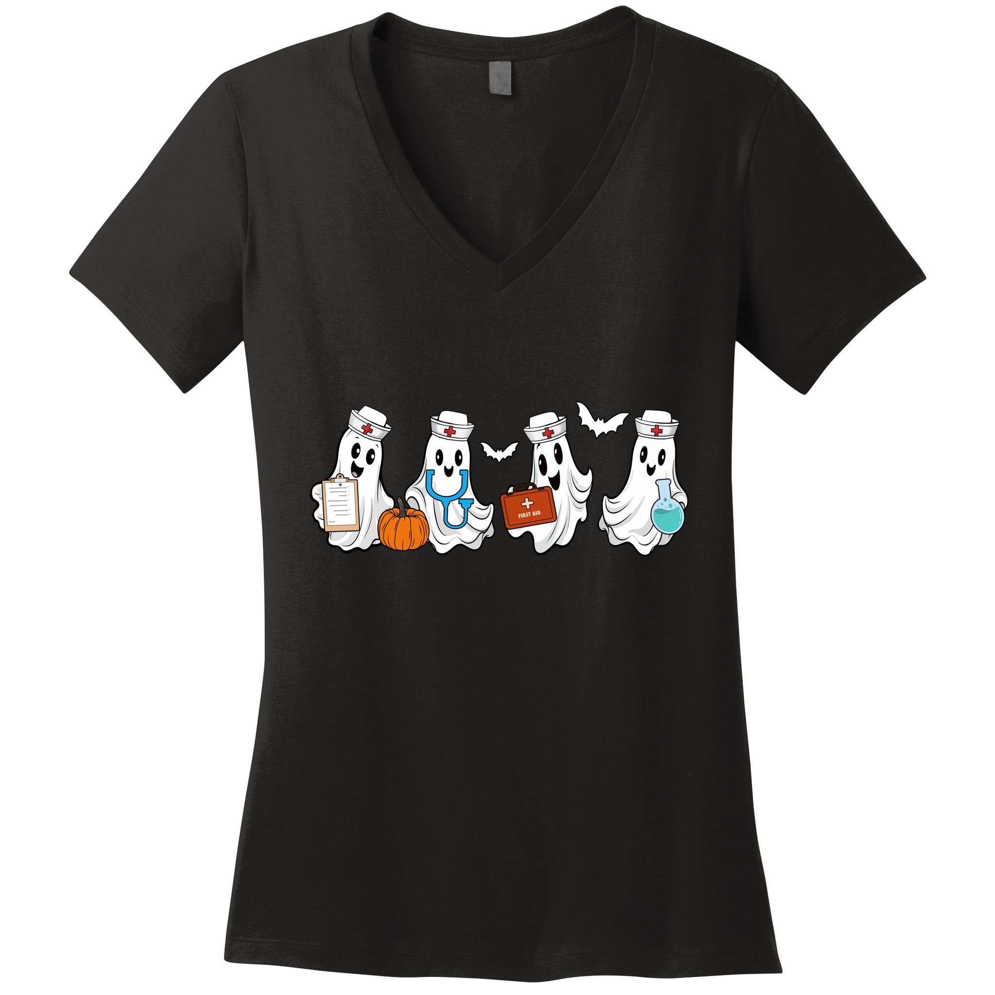 Cute Nurse Halloween Ghost Women's V-Neck T-Shirt