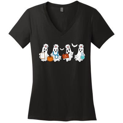 Cute Nurse Halloween Ghost Women's V-Neck T-Shirt