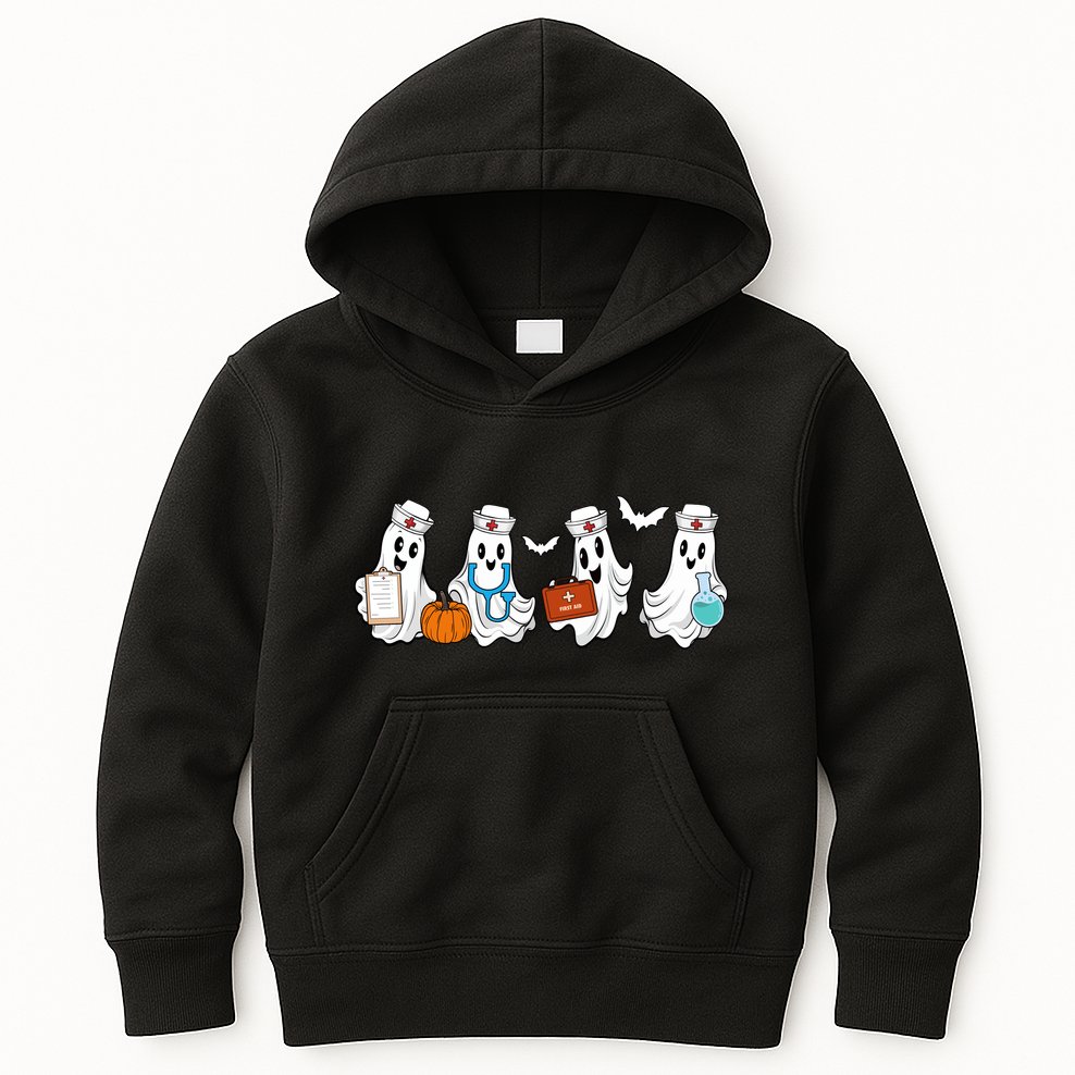 Cute Nurse Halloween Ghost Kids Hoodie