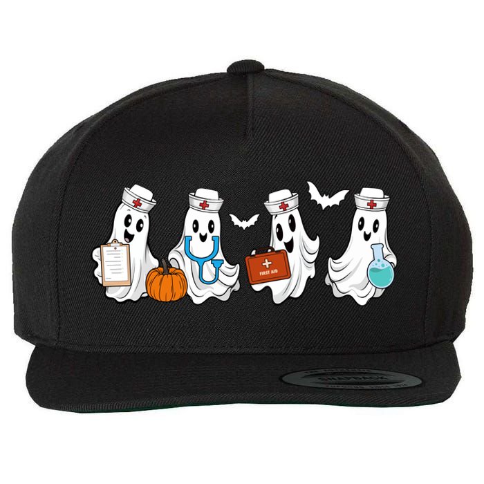 Cute Nurse Halloween Ghost Wool Snapback Cap