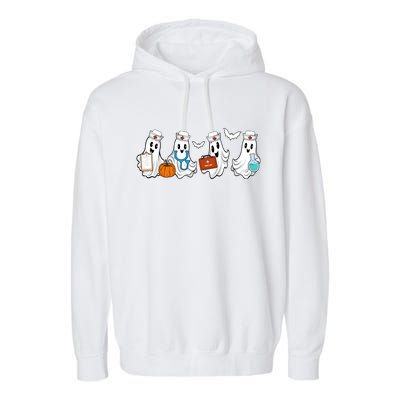 Cute Nurse Halloween Ghost Garment-Dyed Fleece Hoodie