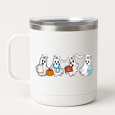 Cute Nurse Halloween Ghost 12 oz Stainless Steel Tumbler Cup