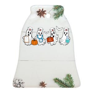 Cute Nurse Halloween Ghost Ceramic Bell Ornament