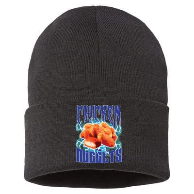 Chicken Nuggets Heavy Metal Funny Chicken Nuggets Lover Sustainable Knit Beanie