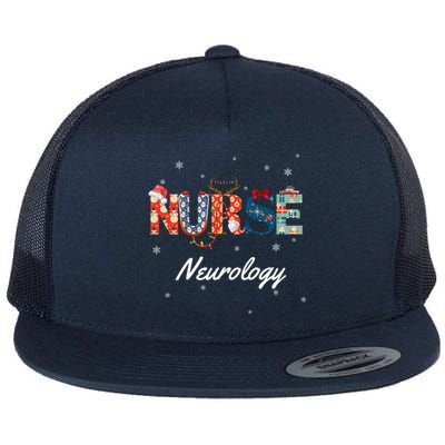 Christmas Nurse Holiday Scrubs Neurology Neuro Gift Flat Bill Trucker Hat