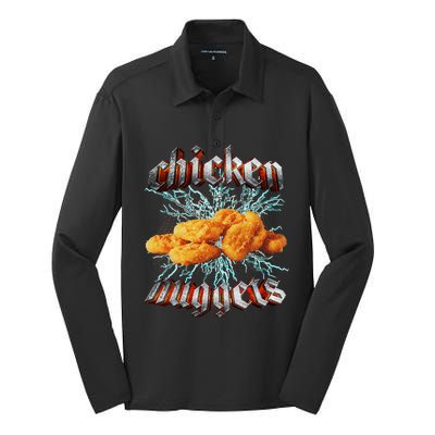 Chicken Nuggets Heavy Metal World Hardcore Music Silk Touch Performance Long Sleeve Polo