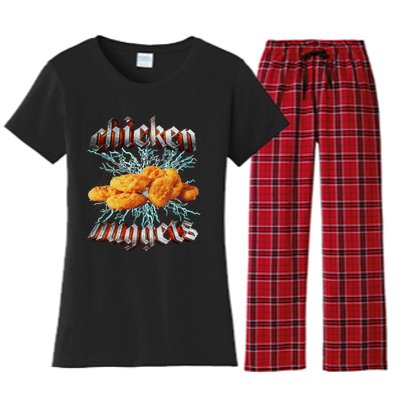 Chicken Nuggets Heavy Metal Hardcore Music Women's Flannel Pajama Set