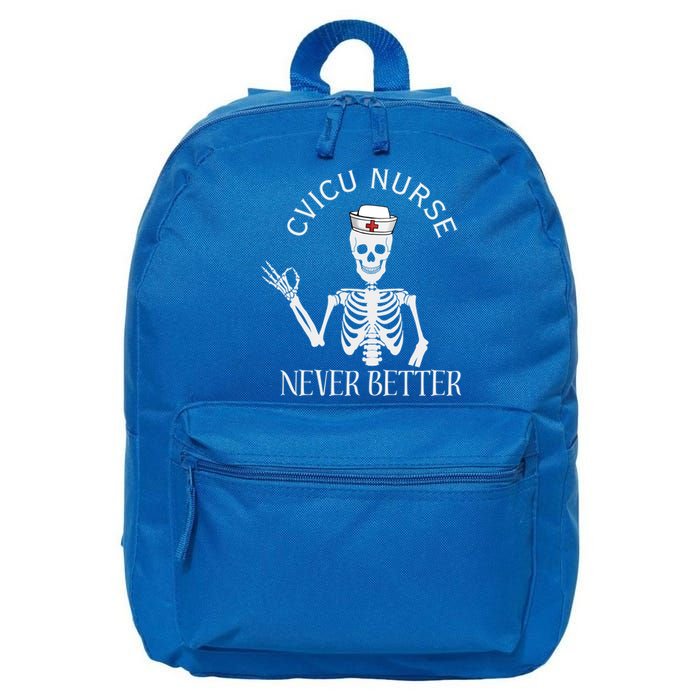 Cvicu Nurse Halloween Funny Skeleton Never Better New Nurse Gift 16 in Basic Backpack