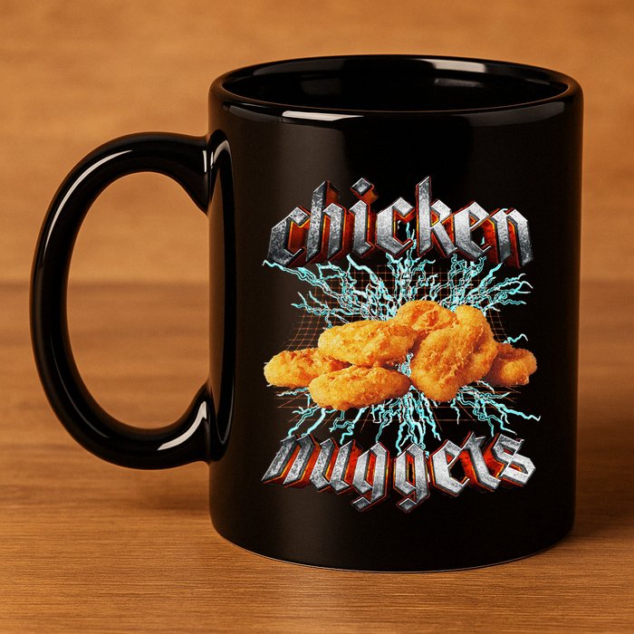 Chicken Nuggets Heavy Metal 11oz C Handle Ceramic Mug
