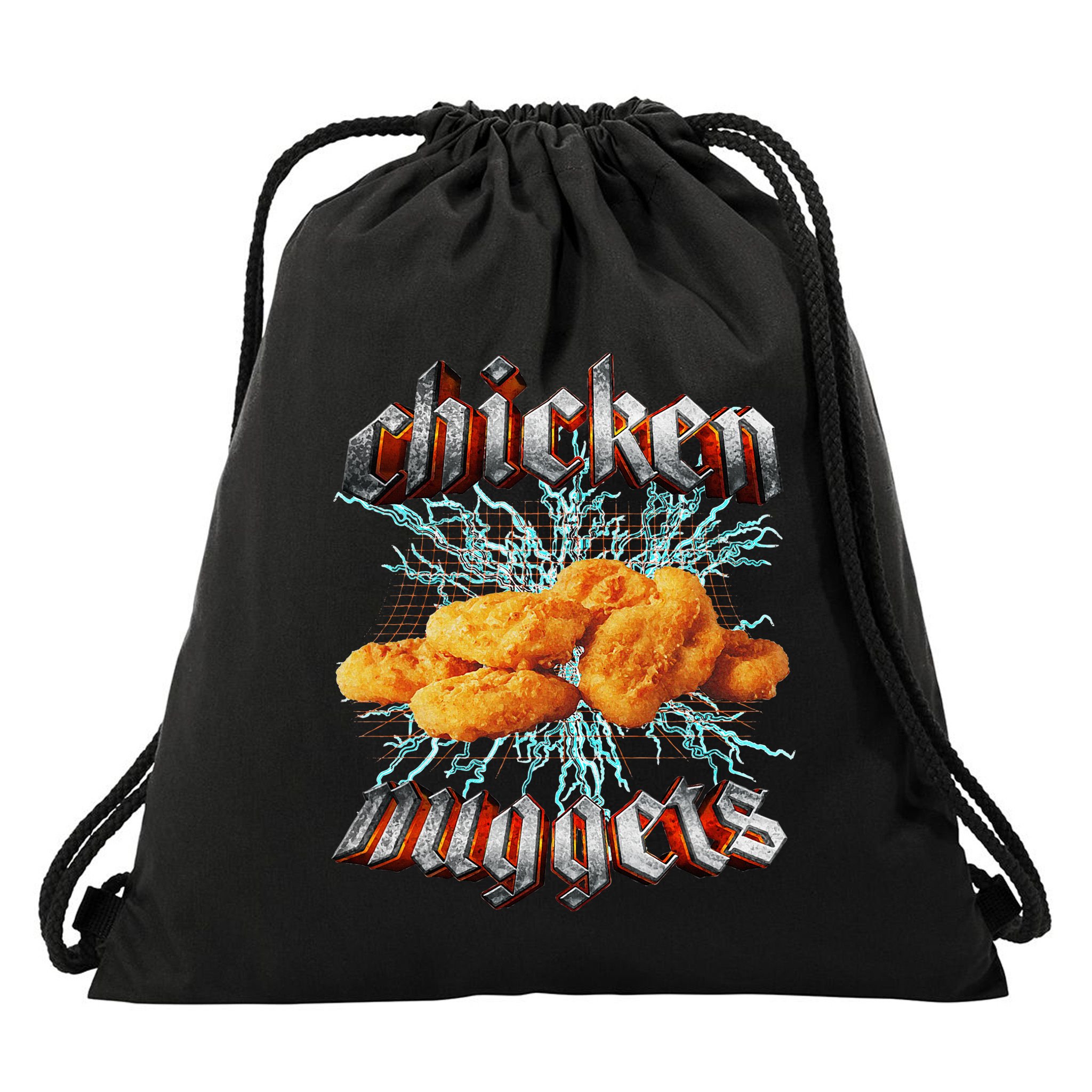 Chicken Nuggets Heavy Metal Drawstring Bag