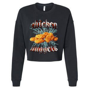 Chicken Nuggets Heavy Metal Cropped Pullover Crew