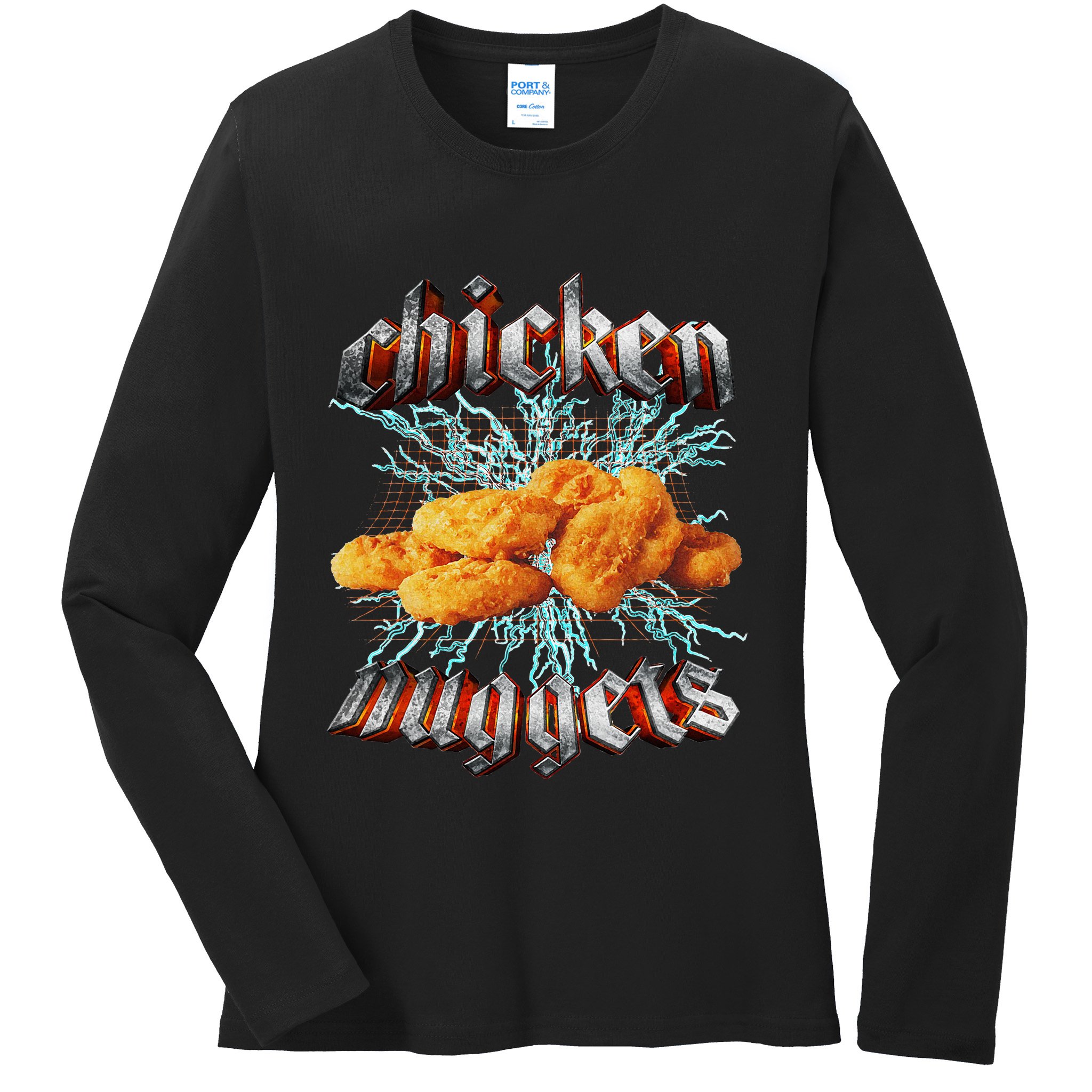 Chicken Nuggets Heavy Metal Ladies Long Sleeve Shirt
