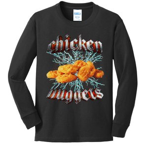 Chicken Nuggets Heavy Metal Kids Long Sleeve Shirt