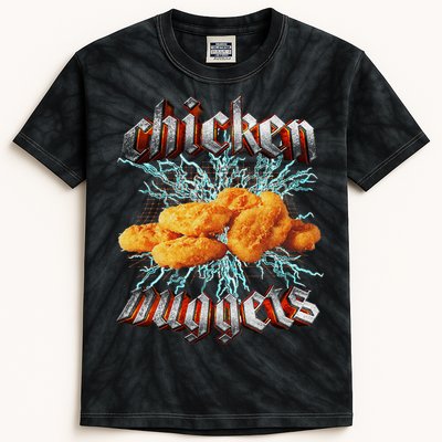 Chicken Nuggets Heavy Metal Kids Tie-Dye T-Shirt