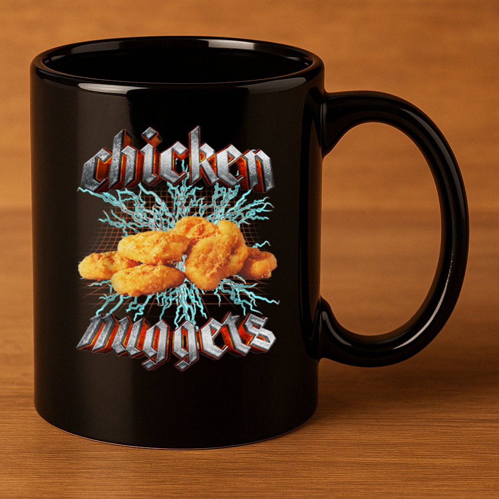 Chicken Nuggets Heavy Metal Funny 11oz C Handle Ceramic Mug