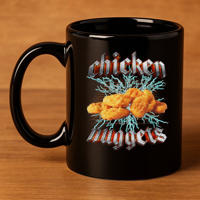 Chicken Nuggets Heavy Metal Funny 11oz C Handle Ceramic Mug