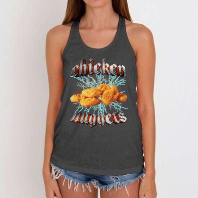 Chicken Nuggets Heavy Metal Funny Women's Knotted Racerback Tank