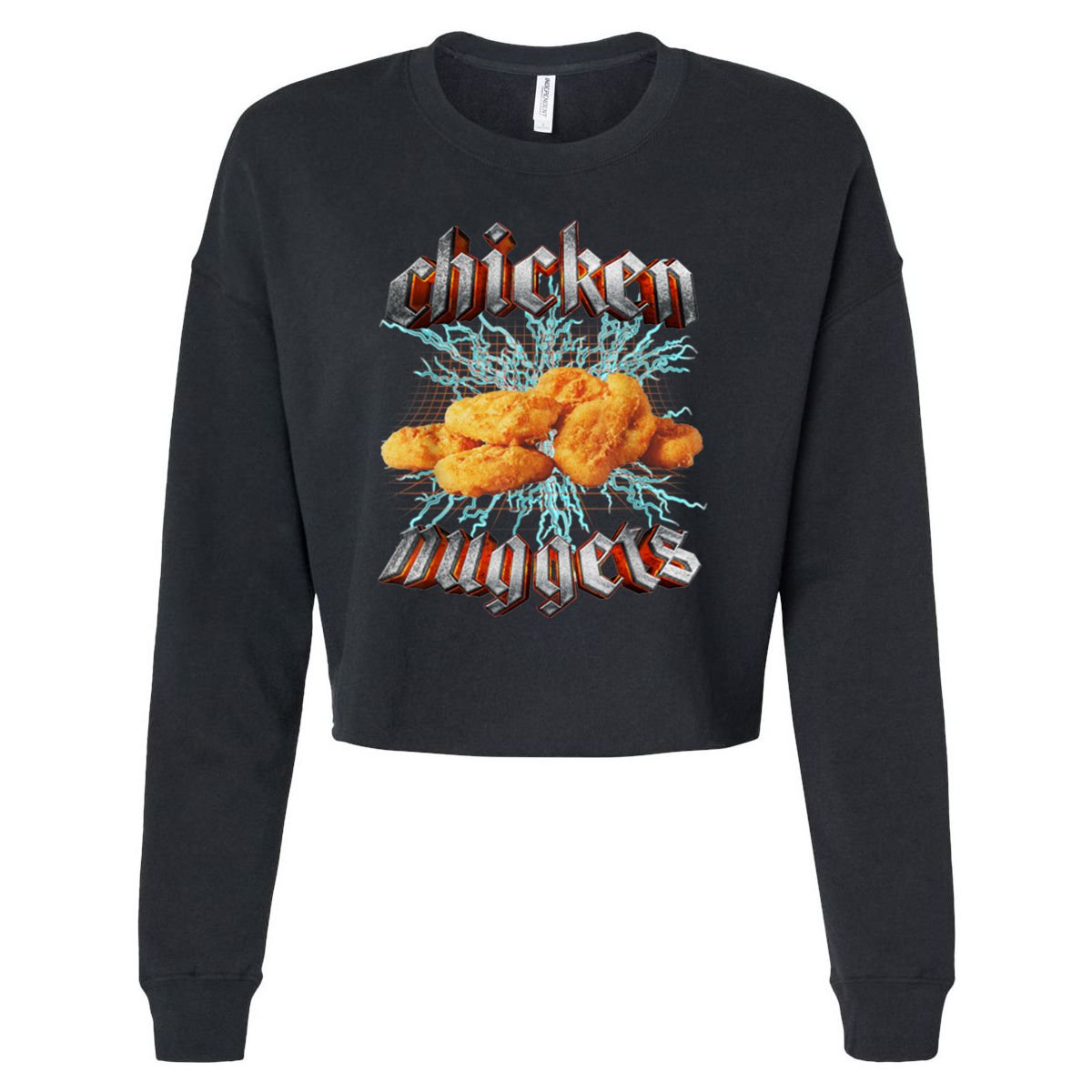 Chicken Nuggets Heavy Metal Funny Cropped Pullover Crew