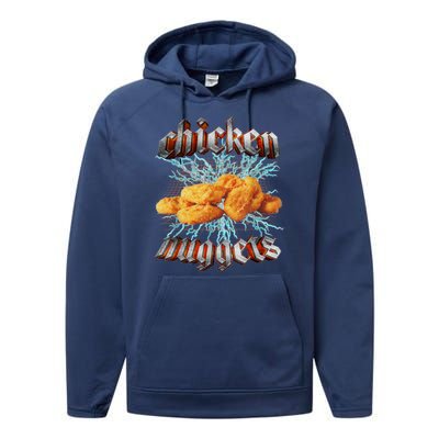 Chicken Nuggets Heavy Metal Funny Performance Fleece Hoodie