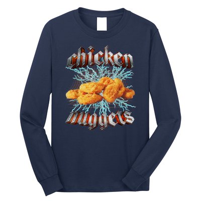 Chicken Nuggets Heavy Metal Funny Long Sleeve Shirt