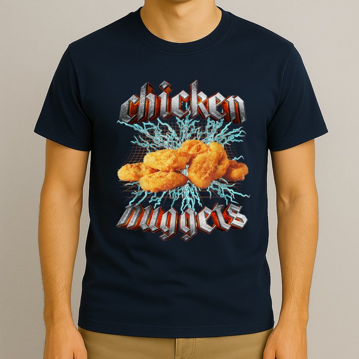 Chicken Nuggets Heavy Metal Funny T-Shirt