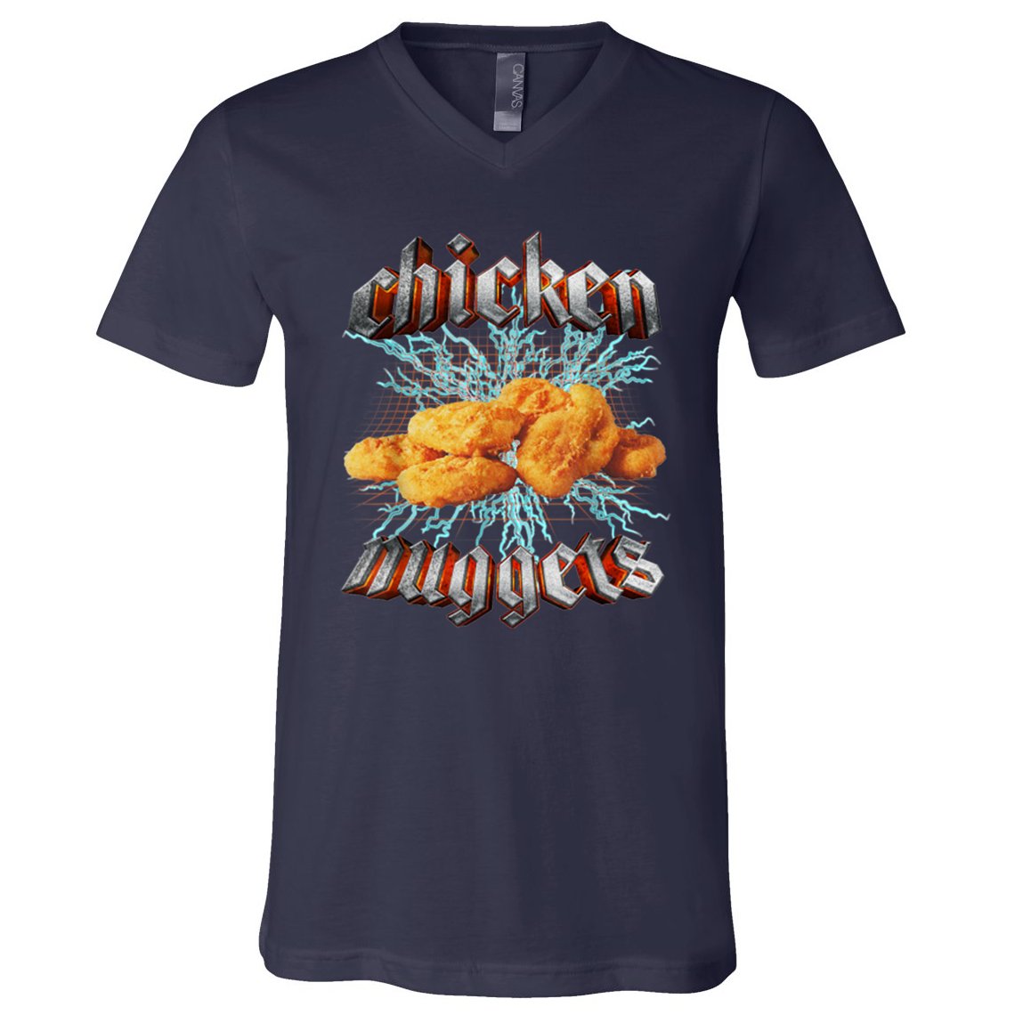 Chicken Nuggets Heavy Metal Funny V-Neck T-Shirt
