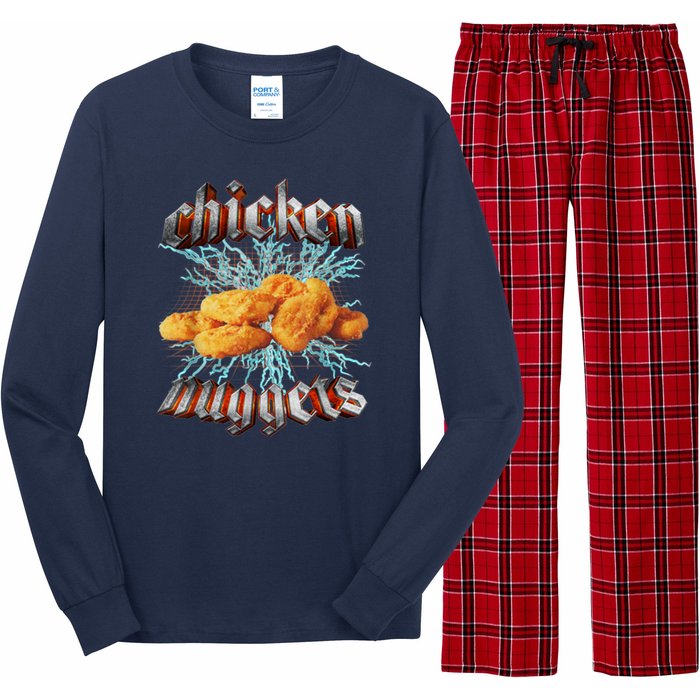 Chicken Nuggets Heavy Metal Funny Long Sleeve Pajama Set