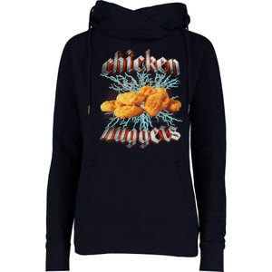 Chicken Nuggets Heavy Metal Funny Womens Funnel Neck Pullover Hood